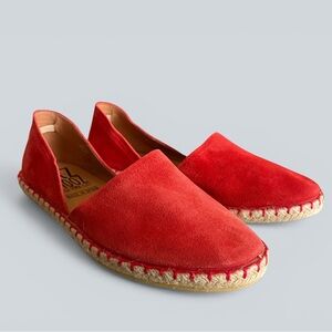 Miz Mooz Red-Orange Suede Espadrille Slip-Ons